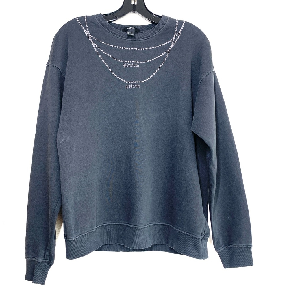 Forever 21 Dark Grey Chain Crewneck Sweatshirt
